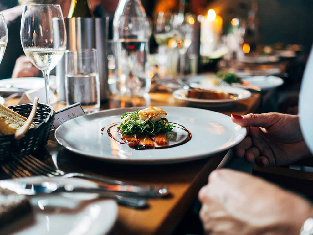 gluten-free restaurant serving gourmet dish in a modern dining setting